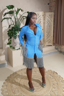 Cobalt Blue Wefted Tassle Nenema Dress