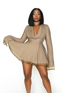Babydoll Nenema Dress (black/gold trimming)