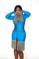 Cobalt Blue Wefted Tassle Nenema Dress